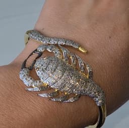 Diamond Scorpion Bangle Bracelet, Sterling Silver, Tourmaline Eyes thumbnail 5
