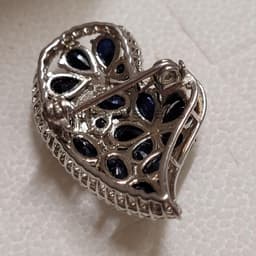 Heart Sterling Silver Gemstone Brooch Pin, Fire Opal, Ruby, Sapphire thumbnail 4