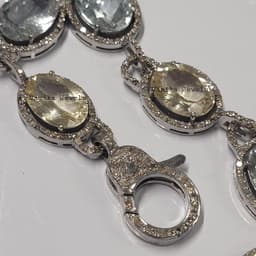 Aquamarine Heliodor Diamond Necklace - Sterling Silver Bridal Jewelry thumbnail 1