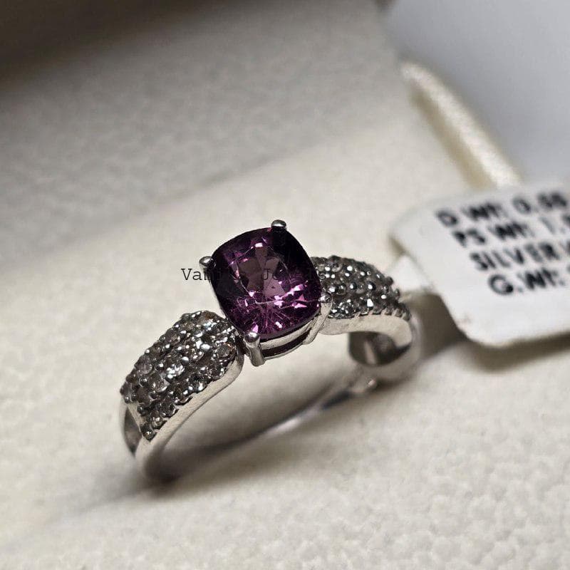 Natural Spinel Diamond Engagement Ring, 925 Sterling Silver Statement Jewelry, Wedding Anniversary Gift