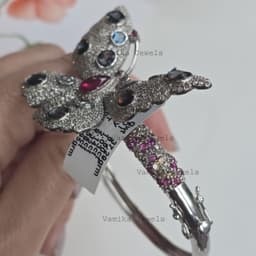 Natural Blue Topaz Ruby Butterfly Style Bangle, 925 Sterling Silver Diamond Jewelry, Birthday Gift thumbnail 3
