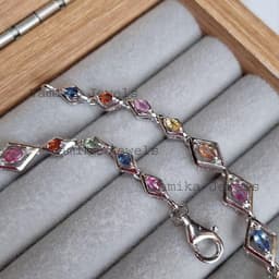 Natural Amethyst Tanzanite Cluster Necklace, 925 Sterling Silver Sapphire Apatite Jewelry, Wedding Gift thumbnail 3