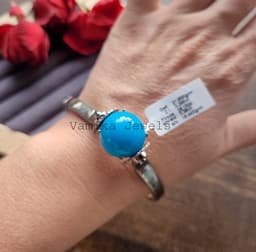 Turquoise Emerald Diamond Bangle, Sterling Silver, Statement Jewelry thumbnail 4