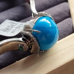 Turquoise Emerald Diamond Bangle, Sterling Silver, Statement Jewelry thumbnail 2