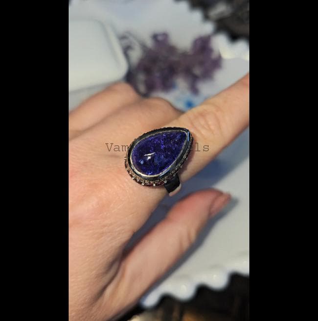 Natural Tanzanite Diamond Engagement Ring, 925 Sterling Silver Ruby Sapphire Statement Jewelry For Women
