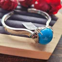 Turquoise Emerald Diamond Bangle, Sterling Silver, Statement Jewelry thumbnail 6