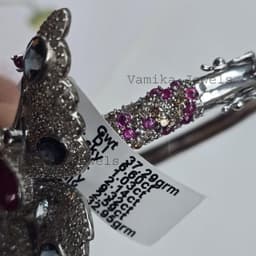 Natural Blue Topaz Ruby Butterfly Style Bangle, 925 Sterling Silver Diamond Jewelry, Birthday Gift thumbnail 8