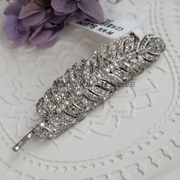 Natural Diamond Feather Brooch Pin, 925 Sterling Silver Victorian Vintage Handmade Jewelry thumbnail 5