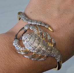 Diamond Scorpion Bangle Bracelet, Sterling Silver, Tourmaline Eyes thumbnail 6