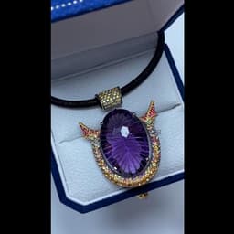 Natural Purple Amethyst Pendant, 925 Sterling Silver Rainbow Sapphire Multi Stone Cocktail Jewelry thumbnail 4