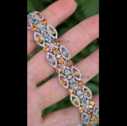 Multi Sapphire Diamond Bracelet, Sterling Silver Rhodium Plated thumbnail 6