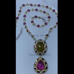 Natural Rubellite Tourmaline Necklace, 925 Sterling Silver Ruby, Peridot and Garnet Statement Jewelry thumbnail 5
