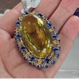 Natural Lemon Topaz Pendant– 925 Sterling Silver Kyanite Sapphire Diamond Multi Stone Statement Jewelry thumbnail 4