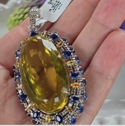 Natural Lemon Topaz Pendant– 925 Sterling Silver Kyanite Sapphire Diamond Multi Stone Statement Jewelry thumbnail 3