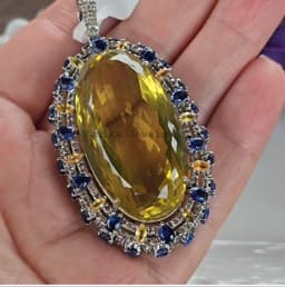 Natural Lemon Topaz Pendant– 925 Sterling Silver Kyanite Sapphire Diamond Multi Stone Statement Jewelry thumbnail 7