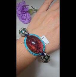 Natural Tourmaline & Diamond Bangle, 925 Sterling Silver Black Spinel Peacock Bracelet Jewelry For Women thumbnail 5