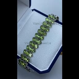 Natural Peridot Tennis Bracelet, 925 Sterling Silver Green Stone Cluster Jewelry thumbnail 7