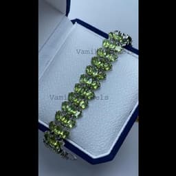 Natural Peridot Tennis Bracelet, 925 Sterling Silver Green Stone Cluster Jewelry thumbnail 8
