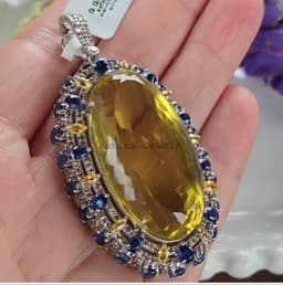 Natural Lemon Topaz Pendant– 925 Sterling Silver Kyanite Sapphire Diamond Multi Stone Statement Jewelry thumbnail 5