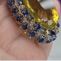Natural Lemon Topaz Pendant– 925 Sterling Silver Kyanite Sapphire Diamond Multi Stone Statement Jewelry thumbnail 2