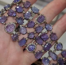 Handmade Tanzanite Bracelet, Pave Diamond Sterling Silver, December Birthstone thumbnail 8