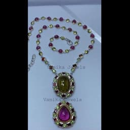 Natural Rubellite Tourmaline Necklace, 925 Sterling Silver Ruby, Peridot and Garnet Statement Jewelry thumbnail 7
