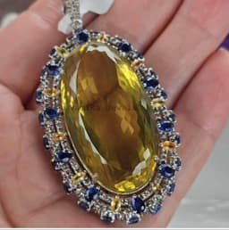 Natural Lemon Topaz Pendant– 925 Sterling Silver Kyanite Sapphire Diamond Multi Stone Statement Jewelry thumbnail 10