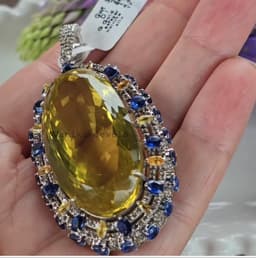 Natural Lemon Topaz Pendant– 925 Sterling Silver Kyanite Sapphire Diamond Multi Stone Statement Jewelry thumbnail 8