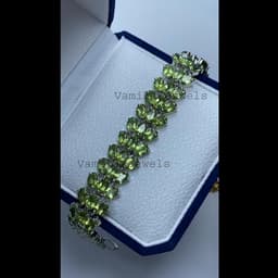 Natural Peridot Tennis Bracelet, 925 Sterling Silver Green Stone Cluster Jewelry thumbnail 10