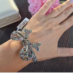 Natural Multi Tourmaline & Diamond Bangle, 925 Sterling Silver Cluster Statement Jewelry thumbnail 5