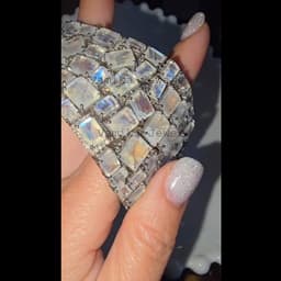 Natural Moonstone Pave Diamond Bracelet, 925 Sterling Silver White Stone Cluster Jewelry thumbnail 3