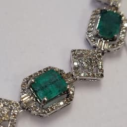 Natural Emerald Pave Diamond Halo Necklace - 925 Sterling Silver Luxury Statement Jewelry thumbnail 5