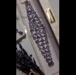 Handmade Tanzanite Bracelet, Pave Diamond Sterling Silver, December Birthstone thumbnail 4
