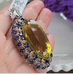 Natural Lemon Topaz Pendant– 925 Sterling Silver Kyanite Sapphire Diamond Multi Stone Statement Jewelry thumbnail 6